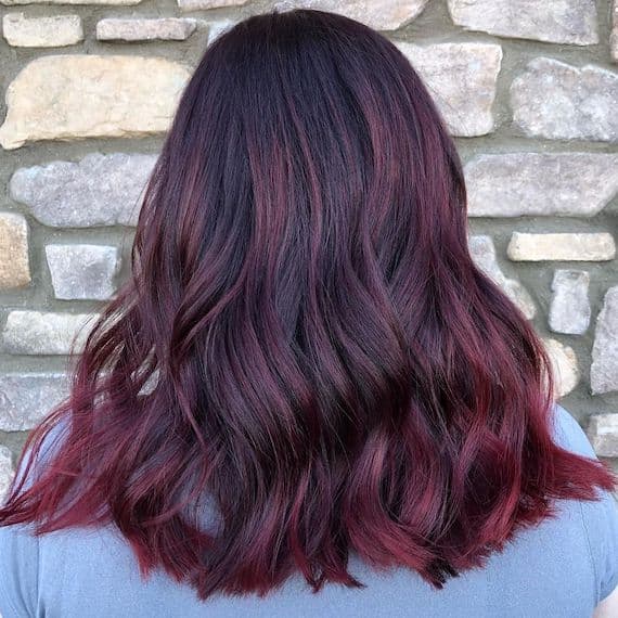 Collarbone Red-Plum With Lighter Ends Collarbone Red-Plum With Lighter Ends — Plum Hair Color