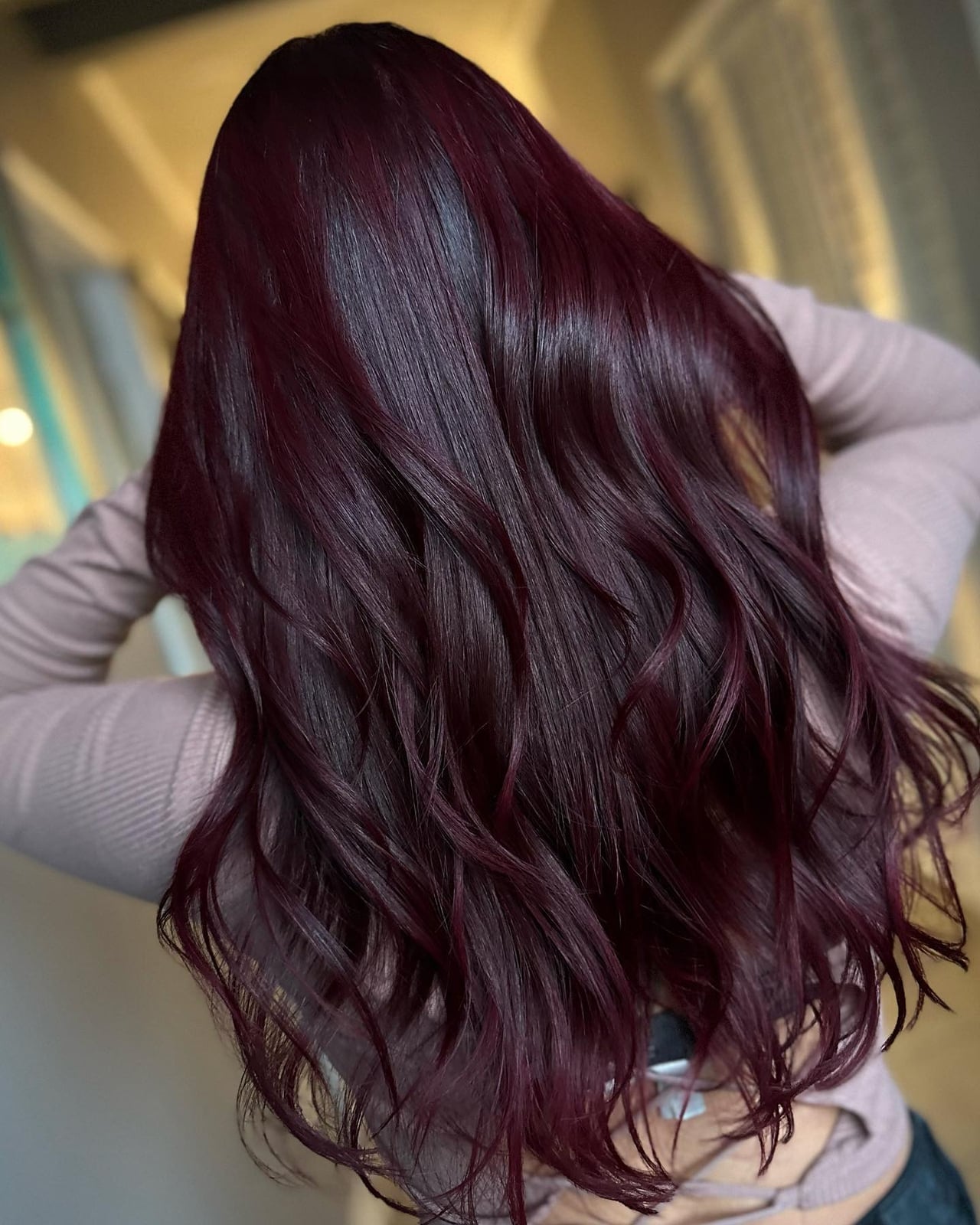 Mid-Back Lustrous Plum With Red Undertones Mid-Back Lustrous Plum With Red Undertones — Plum Hair Color