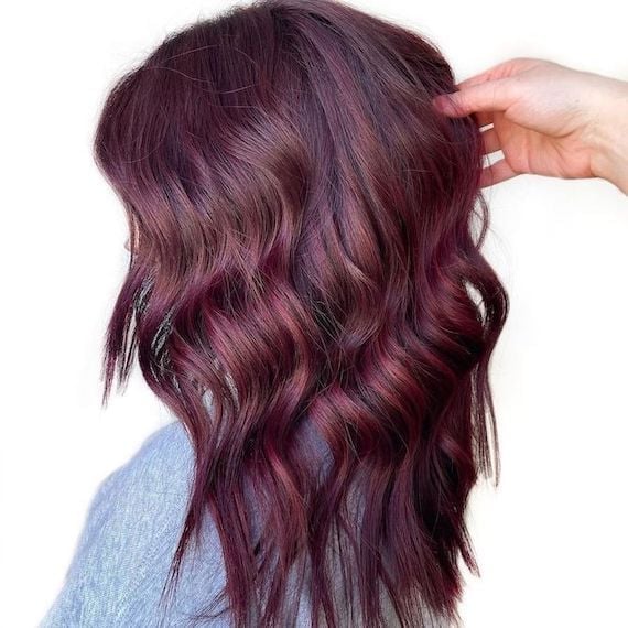 Collarbone Plum With Darker Lowlights Collarbone Plum With Darker Lowlights — Plum Hair Color