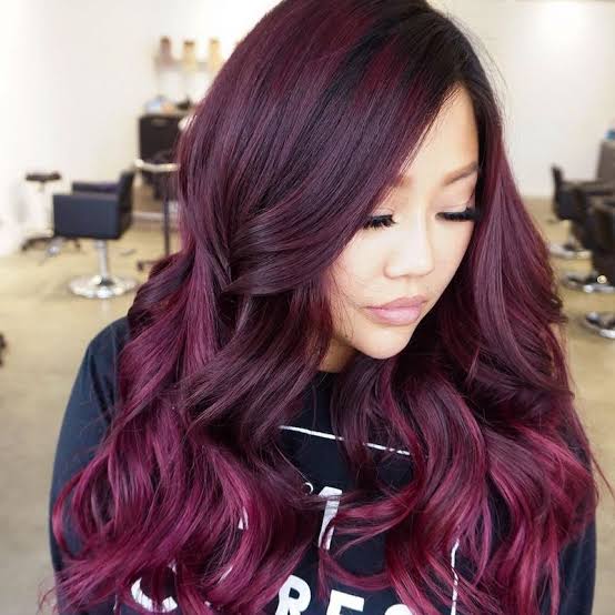 Collarbone Plum With Lighter Highlights Collarbone Plum With Lighter Highlights — Plum Hair Color