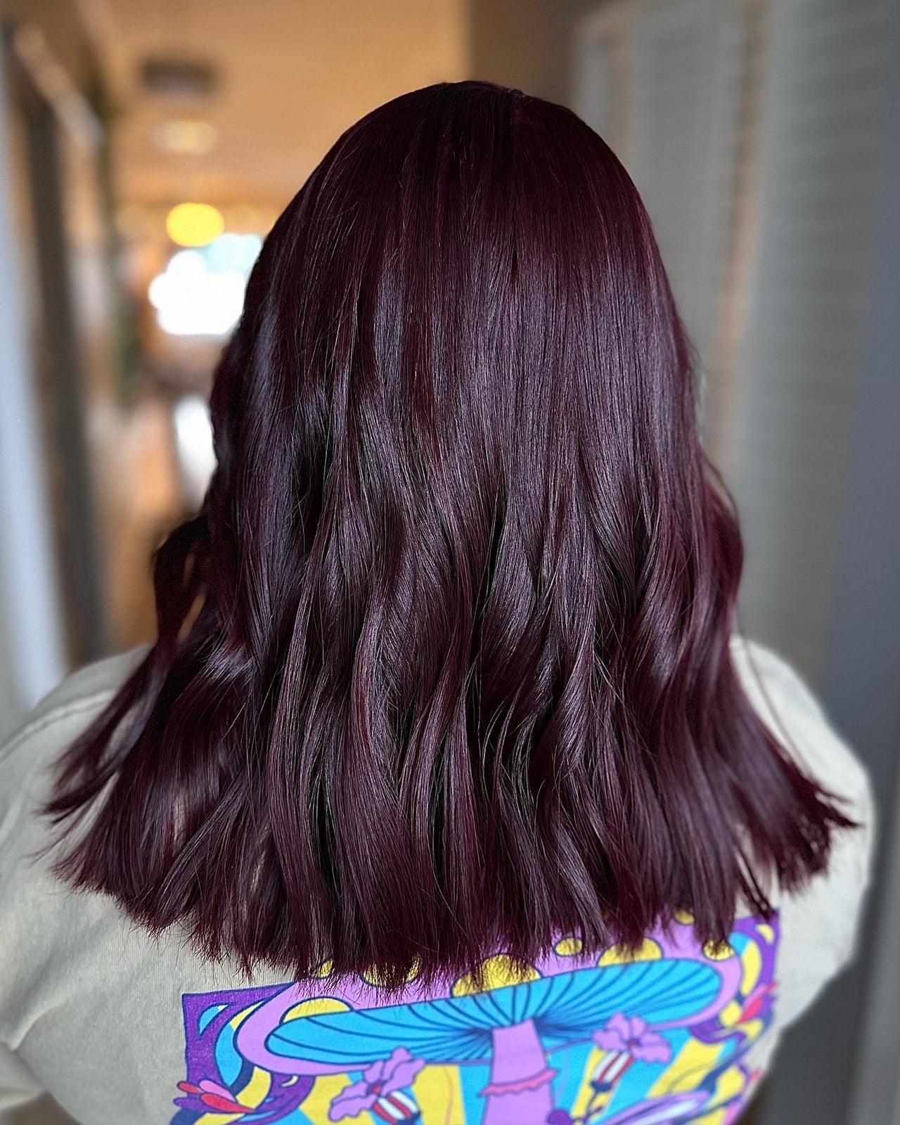 Shoulder Length Straight Cut Deep Plum Shoulder Length Straight Cut Deep Plum — Plum Hair Color
