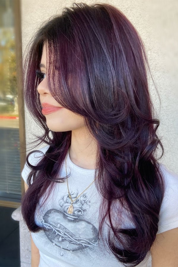 Mid-Back Plum With Violet And Burgundy Tones Mid-Back Plum With Violet And Burgundy Tones — Plum Hair Color
