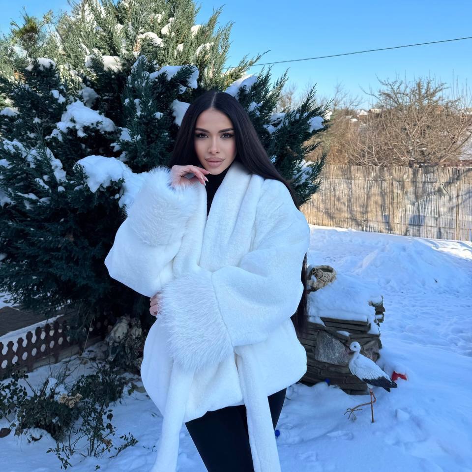 Plush Faux Fur Coat With Black Base