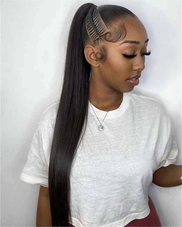 Sleek Dark Brown Ponytail With Wrapped Base Sleek Dark Brown Ponytail With Wrapped Base — Pony Hairstyles