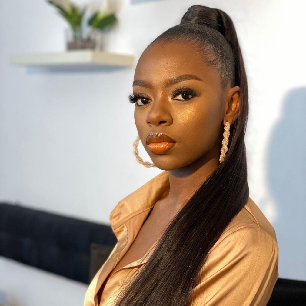 High Sleek Fine Black Ponytail, Mid-Back High Sleek Fine Black Ponytail, Mid-Back — Pony Hairstyles
