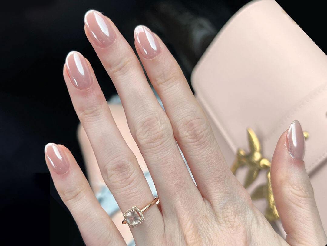 Milky Pink Thin White French Oval Nails Milky Pink Thin White French Oval Nails — Professional Nails