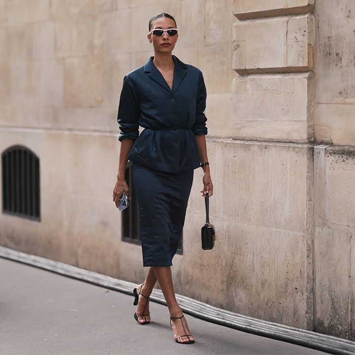 Dark Navy Structured Jacket and Pencil Skirt — Professional Outfits