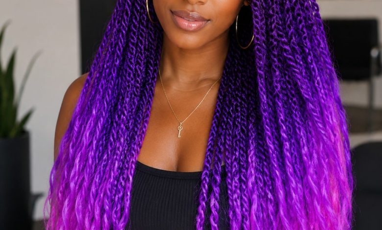 Royal Braids Long(Black/Purple/pink)