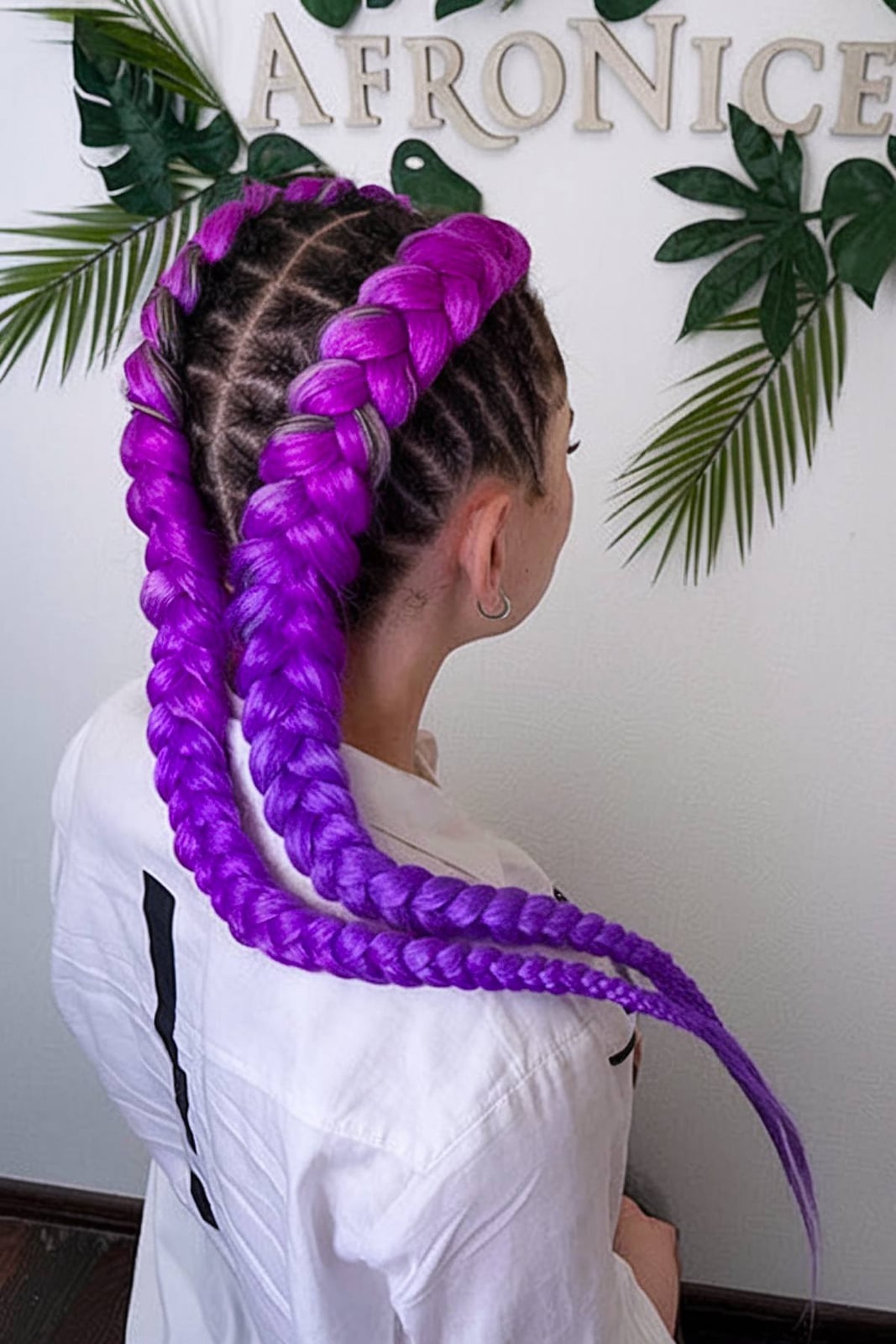 Mid-Back Jumbo Braids With Purple Ombre Mid-Back Jumbo Braids With Purple Ombre — Purple Braids