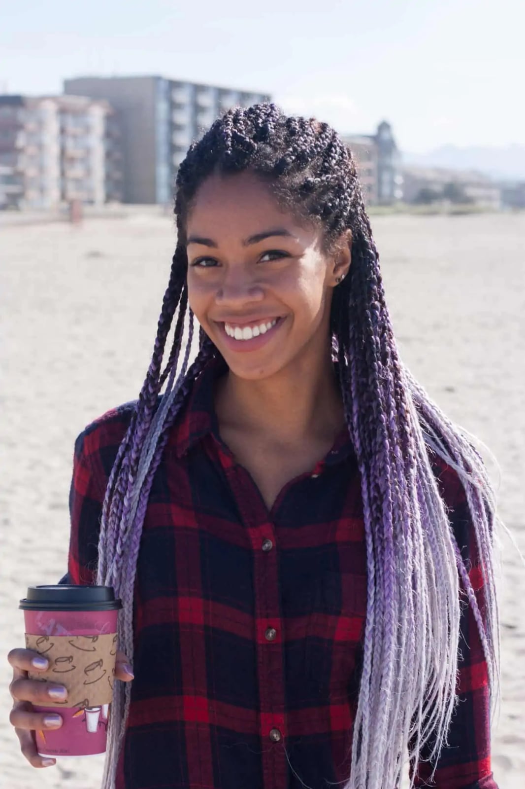 Mid-Back Box Braids With Purple And Gray Ombre Mid-Back Box Braids With Purple And Gray Ombre — Purple Braids