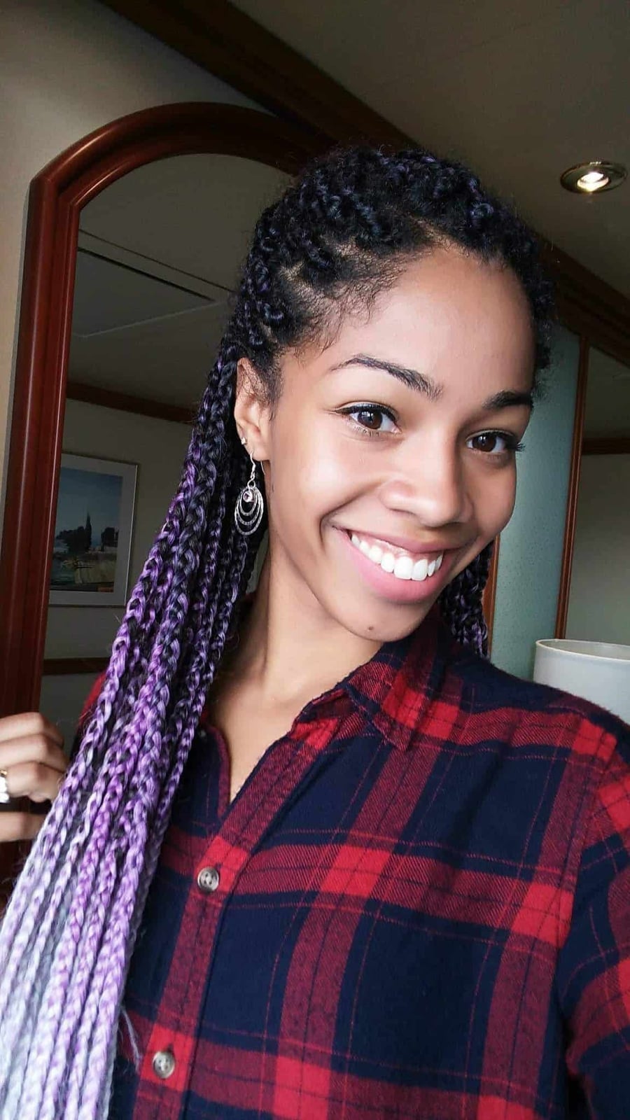 Collarbone Box Braids With Gray And Purple Ombre Collarbone Box Braids With Gray And Purple Ombre — Purple Braids
