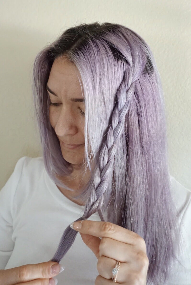 Collarbone Partial Braid In Lavender Collarbone Partial Braid In Lavender — Purple Braids