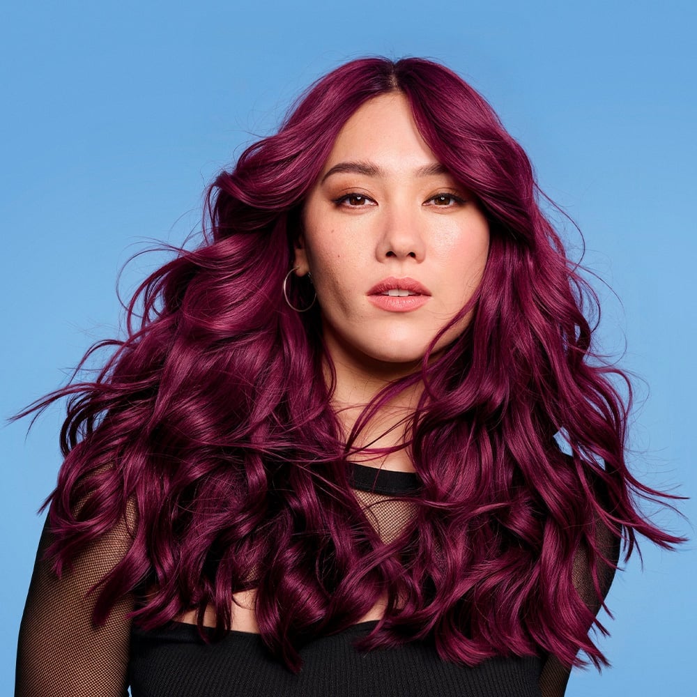 Deep Plum Purple Collarbone Lob — Purple Hair Dye