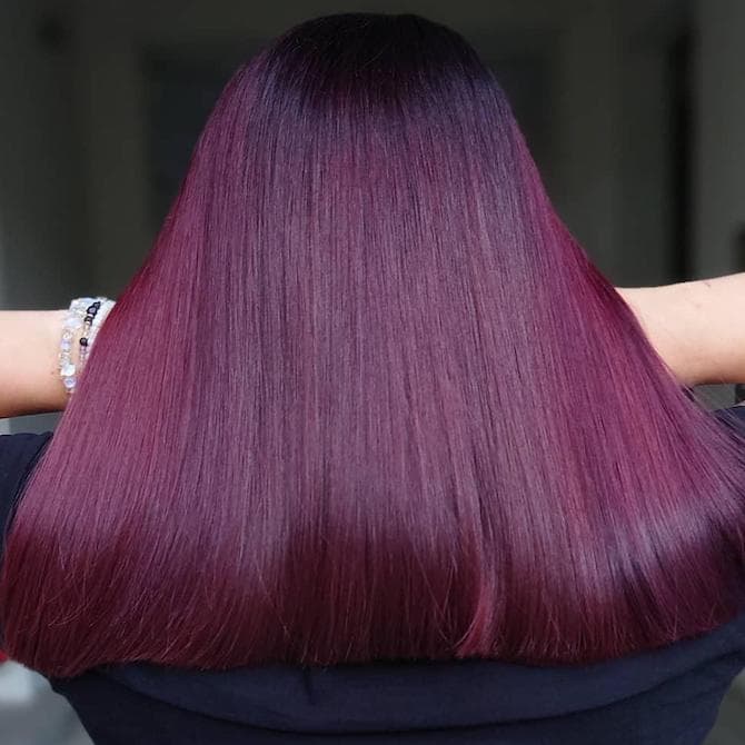 Rich Plum Color Blend With Root Shadow — Purple Hair Dye