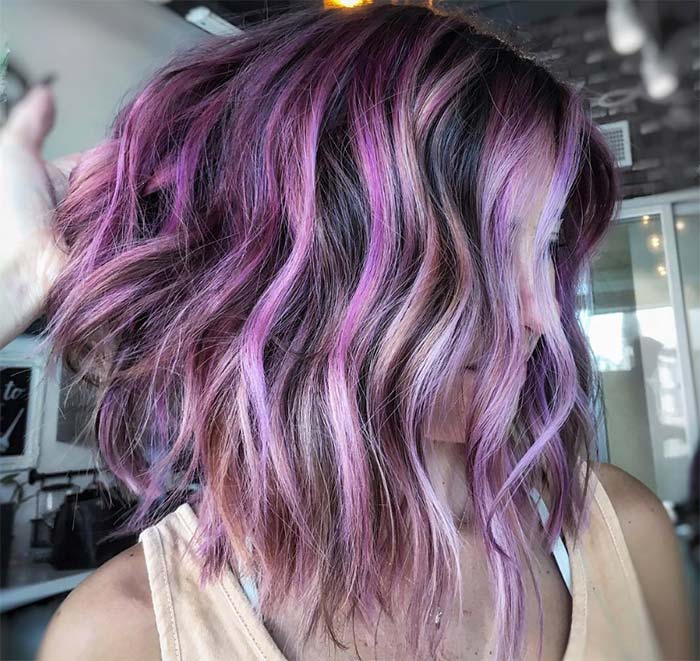 Dark Base With Pink Purple Balayage, Close-Up Take — Purple Hair Dye