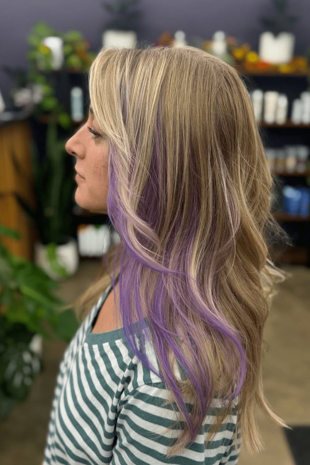 Blonde Base With Purple Highlights — Purple Hair Dye