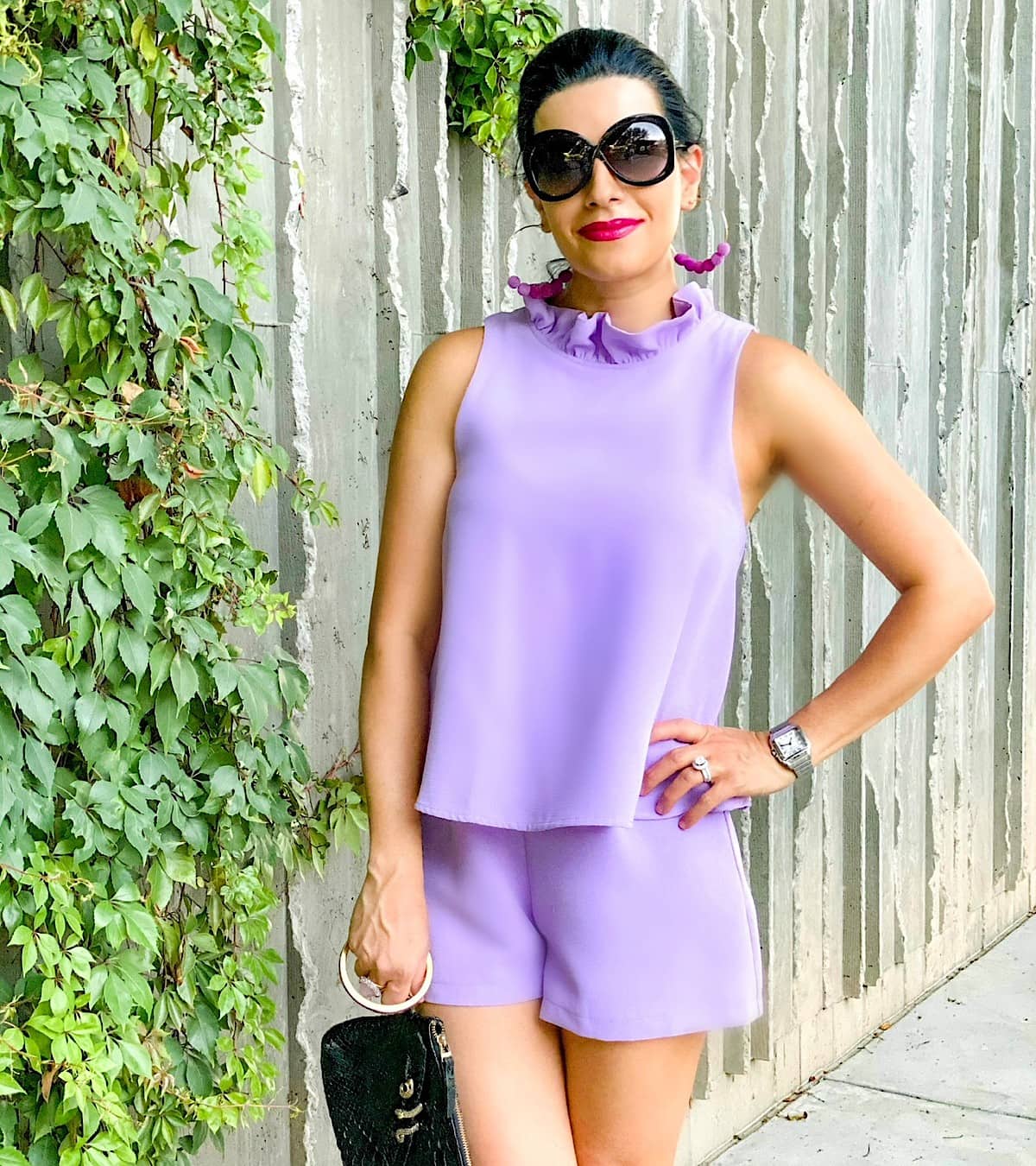 Lilac Ruffled Top And Shorts Set Lilac Ruffled Top And Shorts Set — Purple Outfits