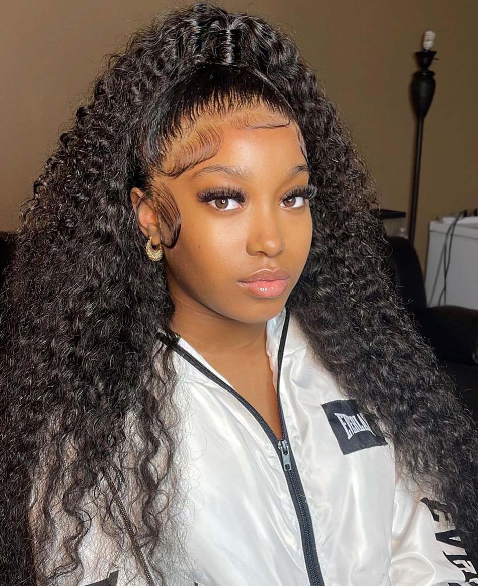 Voluminous Curly Black Ponytail With Baby Hairs — Quick Weave Ponytail