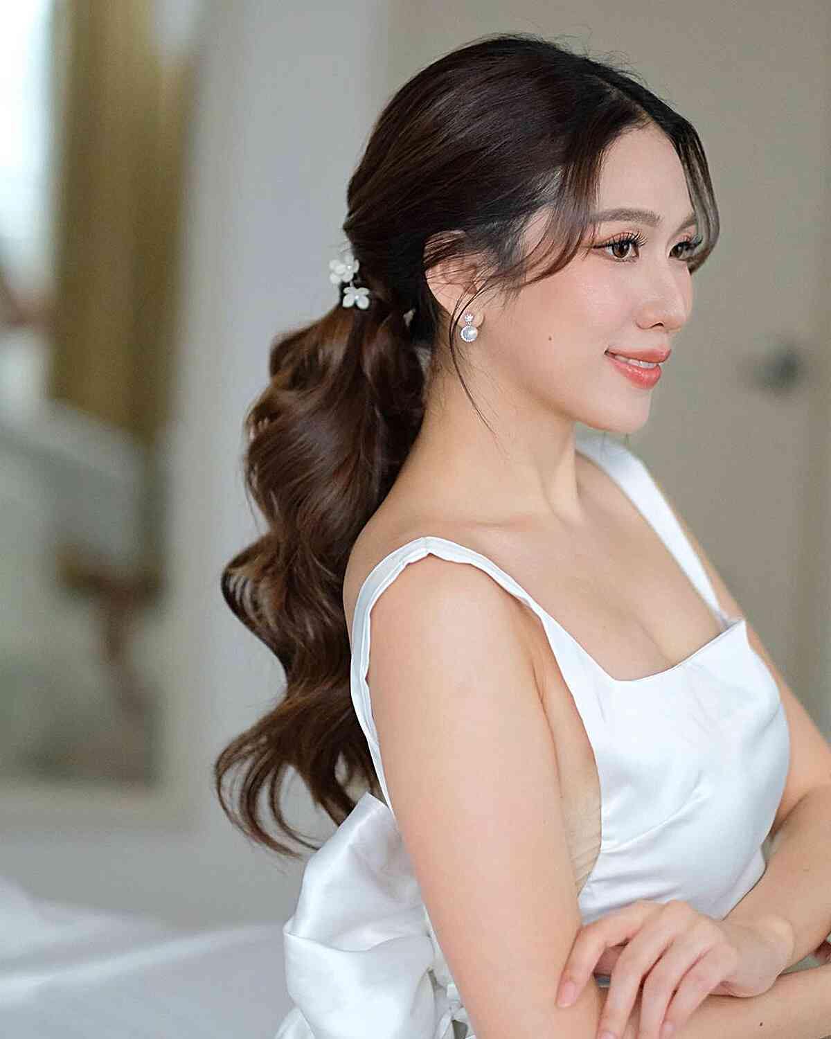 Dark Brown Sleek Ponytail Shoulder Length, Office-Safe Version — Quick Weave Ponytail