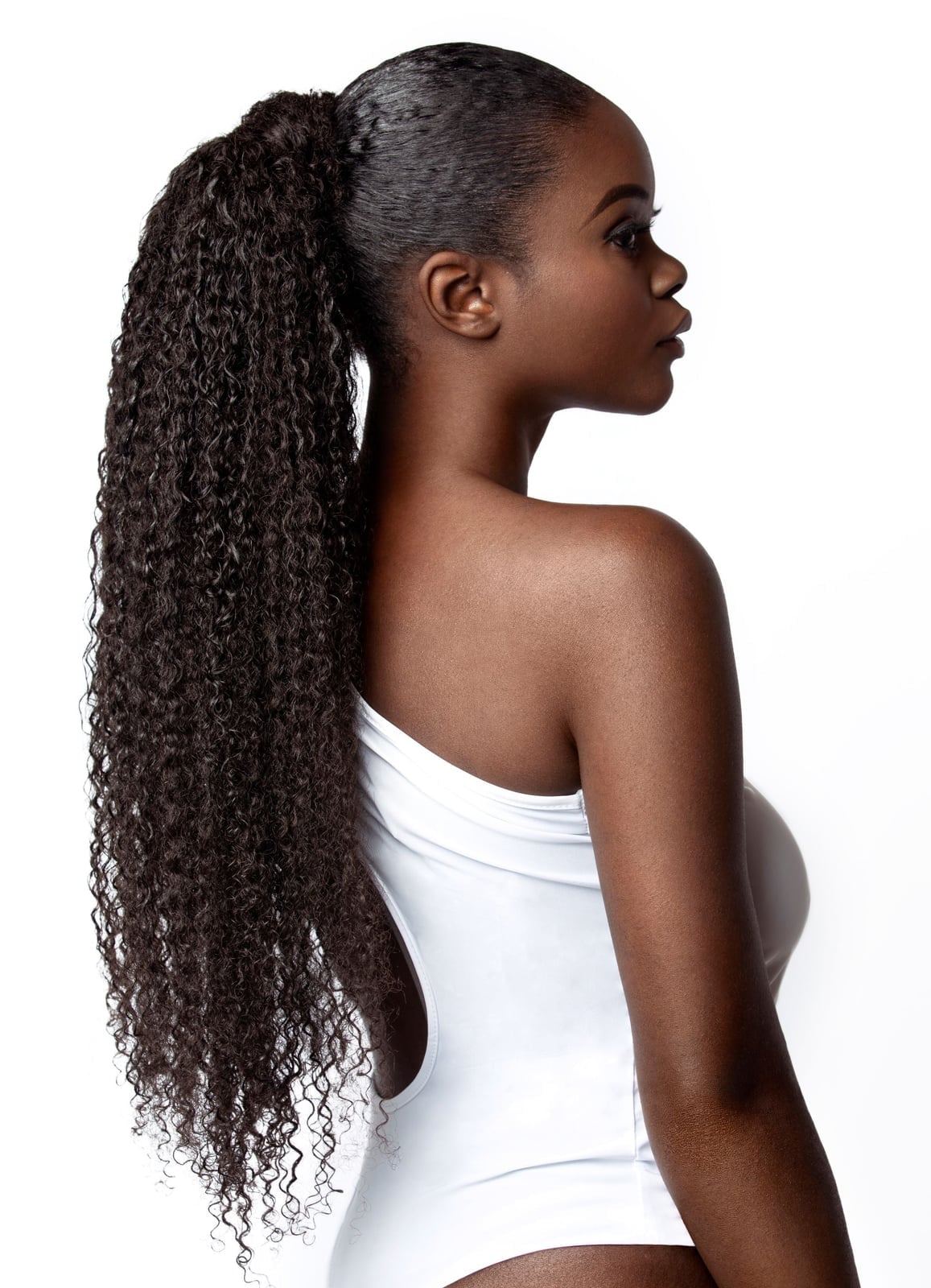 Voluminous Curly Dark Brown Ponytail — Quick Weave Ponytail