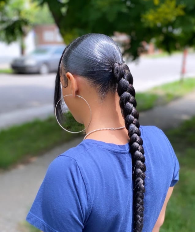 Thick Wavy Braid Mid-Back Length — Quick Weave Ponytail