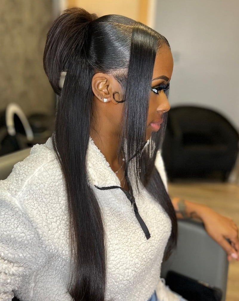 High Ponytail With Face-Framing Pieces — Quick Weave Ponytail