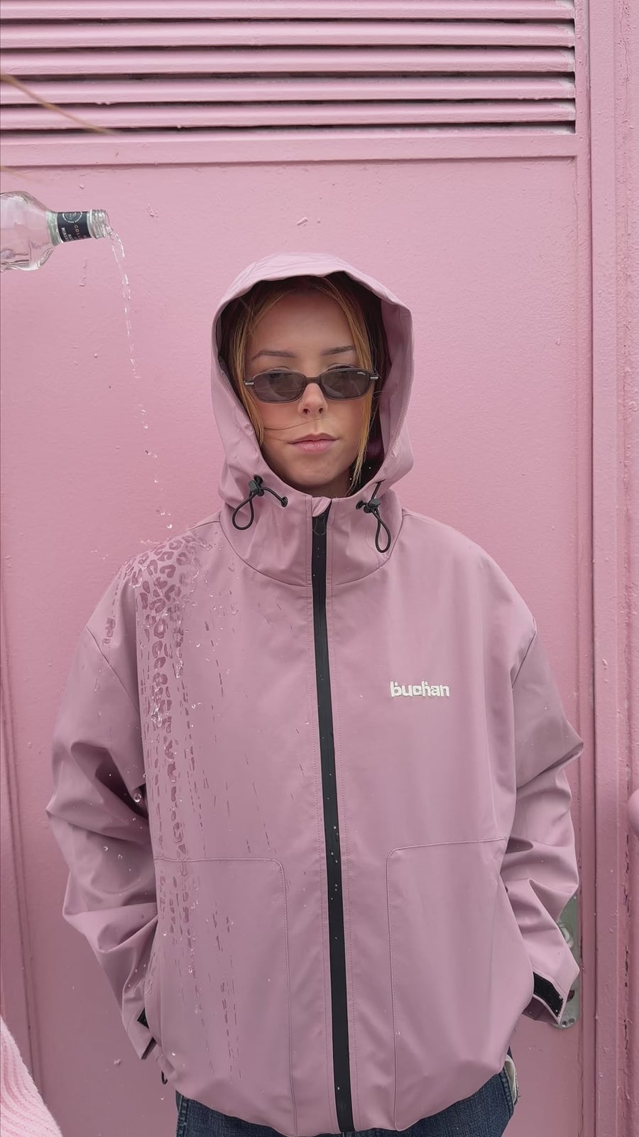 Pink Water-Reactive Rain Jacket with Hood — Rain Jacket Outfits