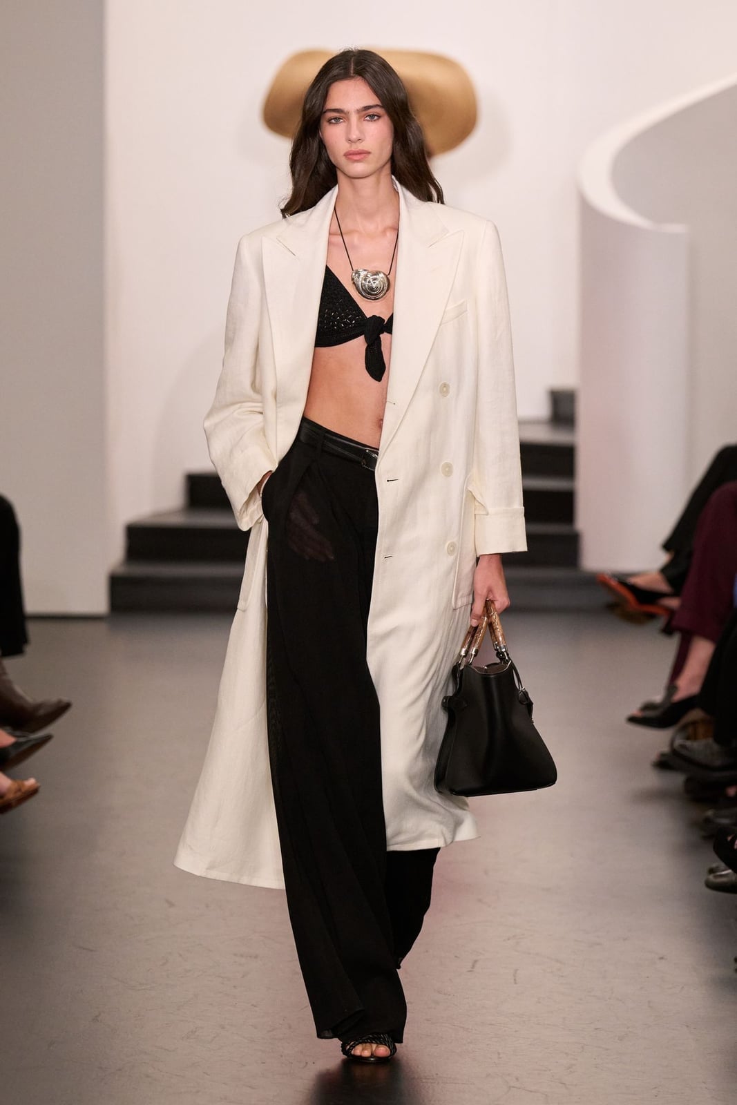 White Linen Blend Coat and Sheer Trousers — Ralph Lauren Outfits