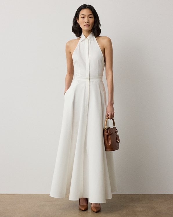 White Halter Neck Maxi Dress Style — Ralph Lauren Outfits