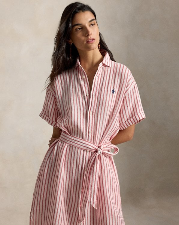 Striped Linen Blend Shirt Dress — Ralph Lauren Outfits