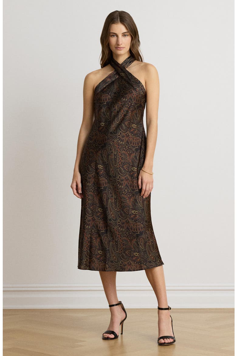 Brown Paisley Print Halter Dress — Ralph Lauren Outfits