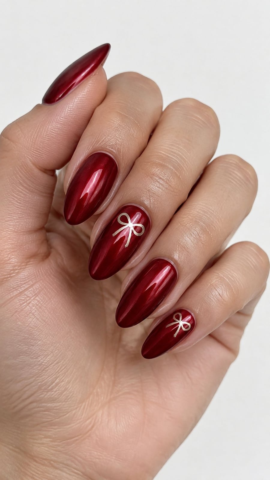 Deep Red Chrome Medium Almond Nails Deep Red Chrome Medium Almond Nails — Red Almond Nails
