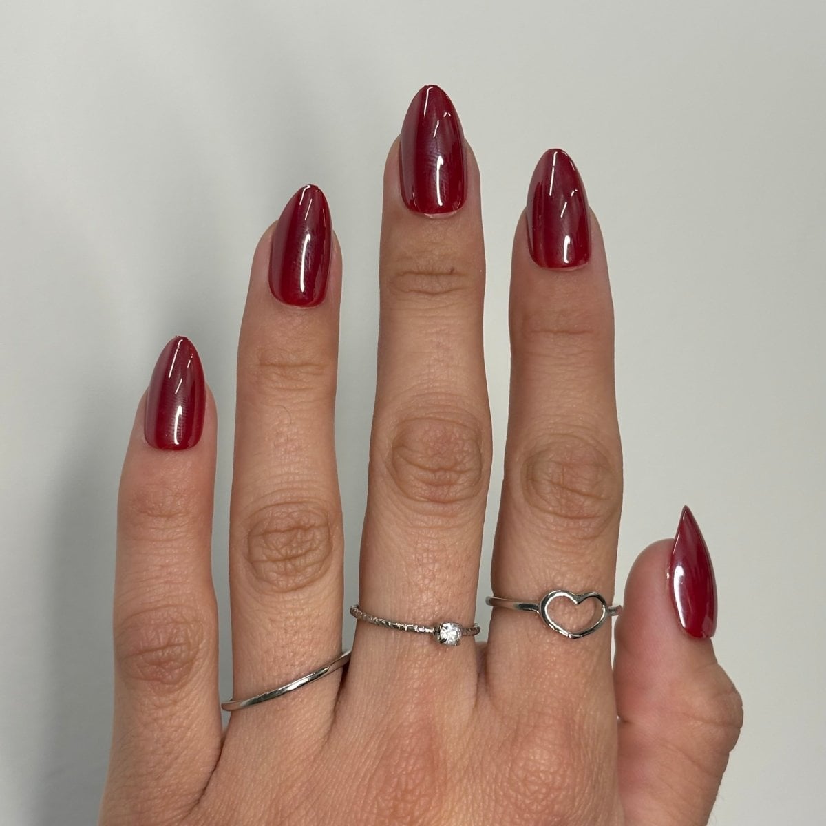 Glazed Red Chrome Short Almond Nails Glazed Red Chrome Short Almond Nails — Red Almond Nails