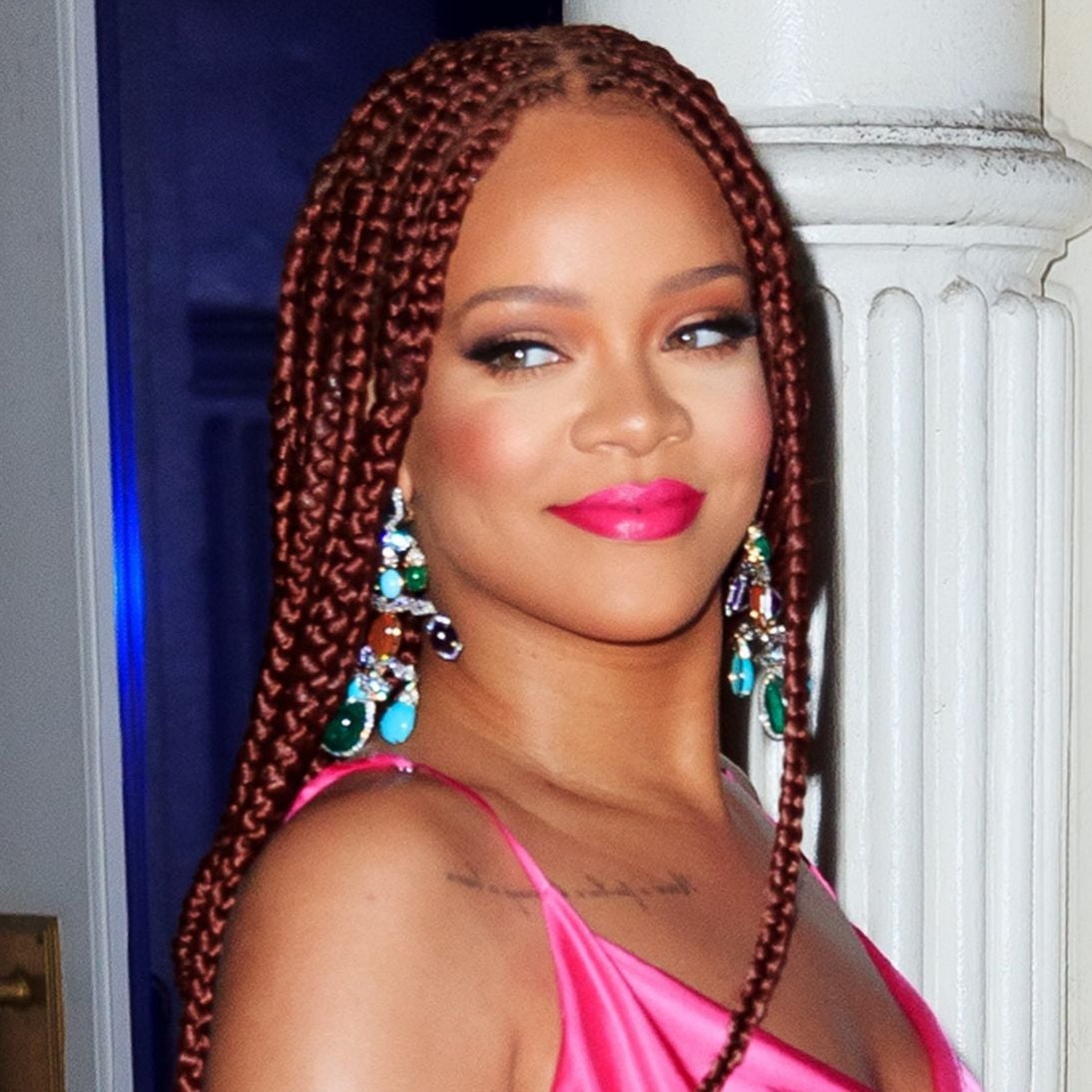 Shoulder-Length Burgundy Box Braids, Straight — Red Braids
