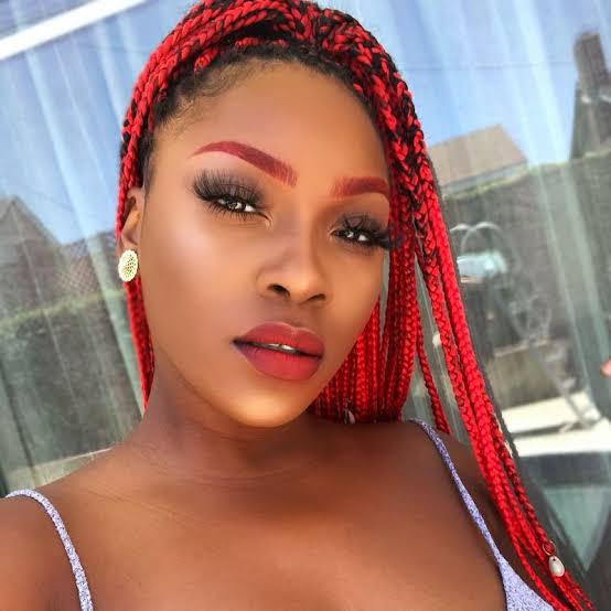 Shoulder-Length Vibrant Red Box Braids — Red Braids