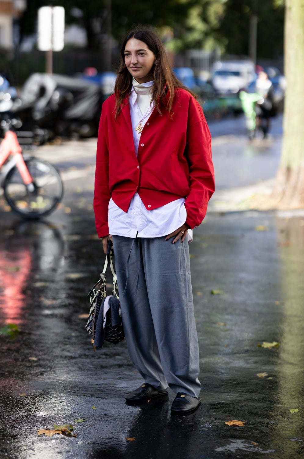 Oversized Red Cardigan With Turtleneck — Red Cardigan Outfit