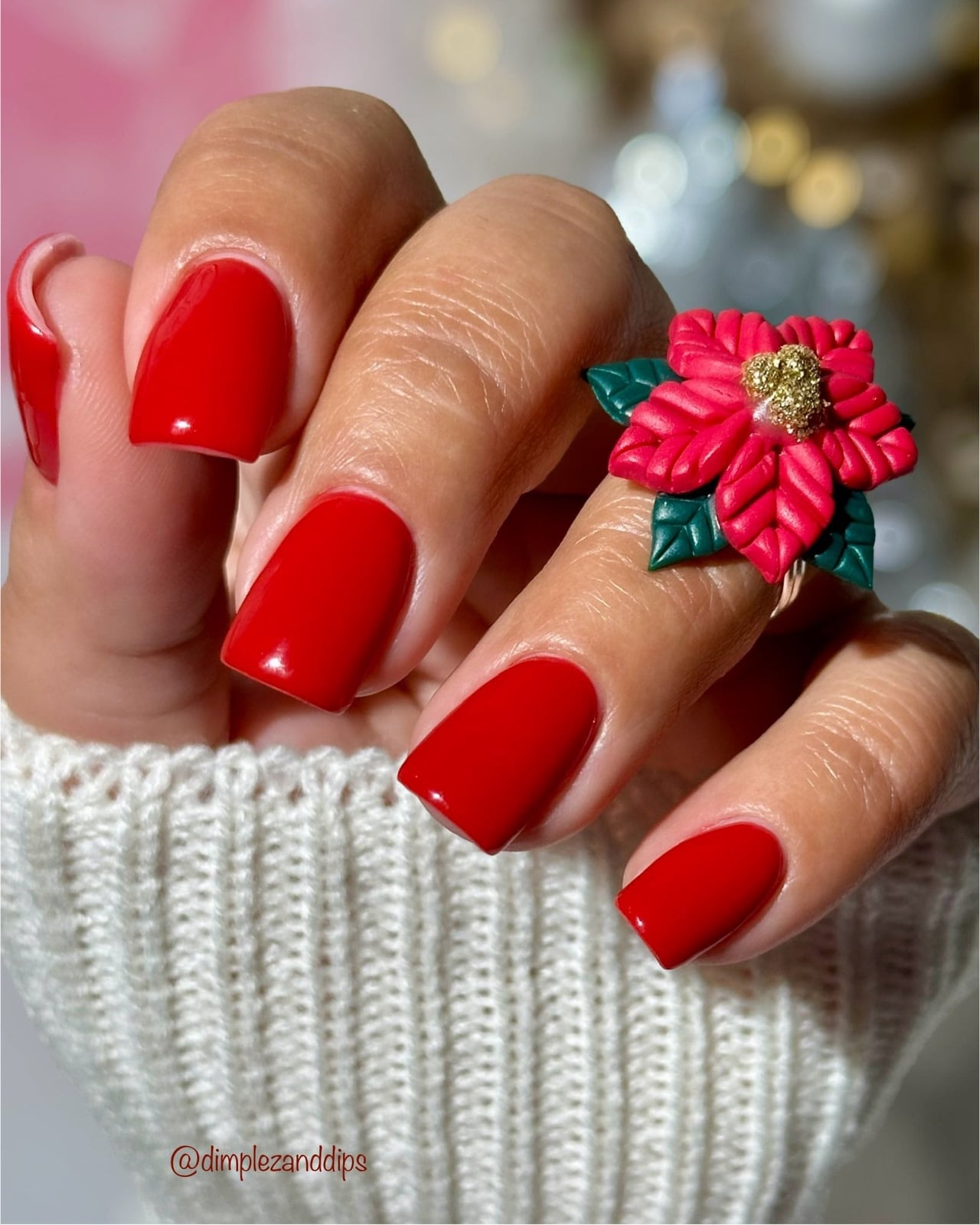 Short Square Solid Red Glossy Nails Short Square Solid Red Glossy Nails — Red Christmas Nails Designs
