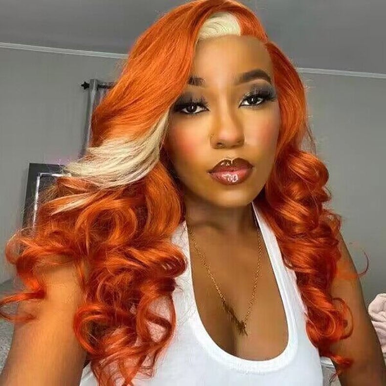 Bright Orange With Blonde Highlights — Red Hair Black Women