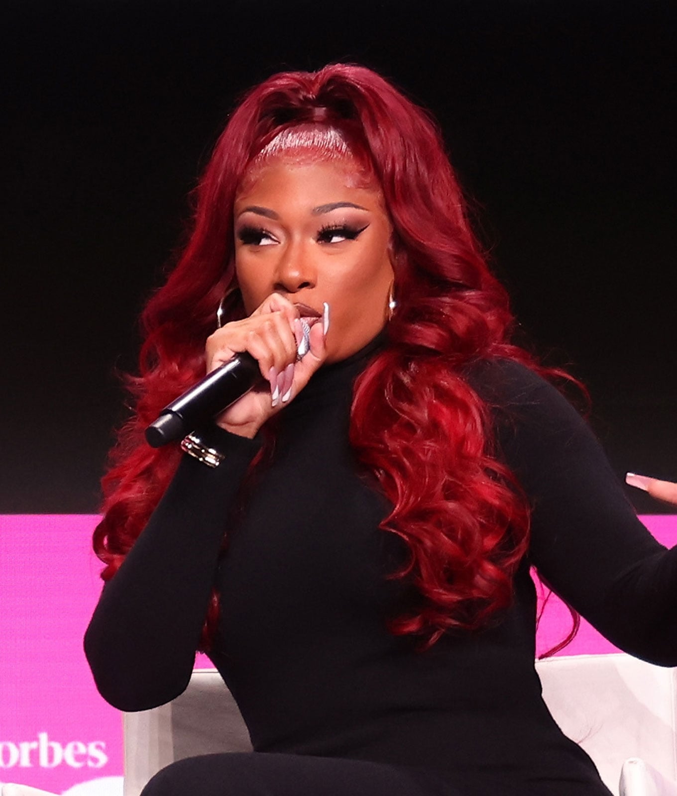 Mid-Back Long Layers In Vivid Red, Wavy — Red Hair Black Women