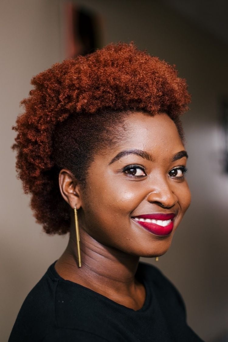 Short Mohawk In Vibrant Auburn — Red Hair Black Women