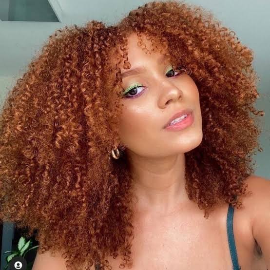 Collarbone Length Ginger Copper Curls — Red Hair Black Women