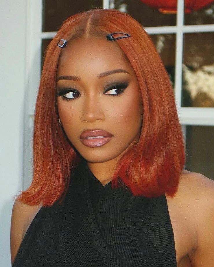 Collarbone Bob In Vibrant Copper — Red Hair Black Women