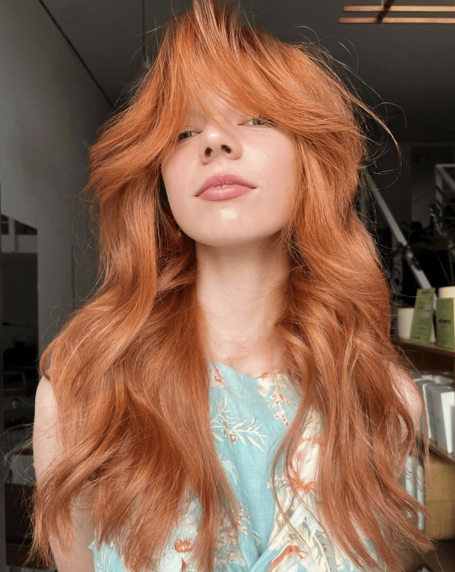 Bright Ginger Collarbone Shag Bright Ginger Collarbone Shag — Red Hair Colors