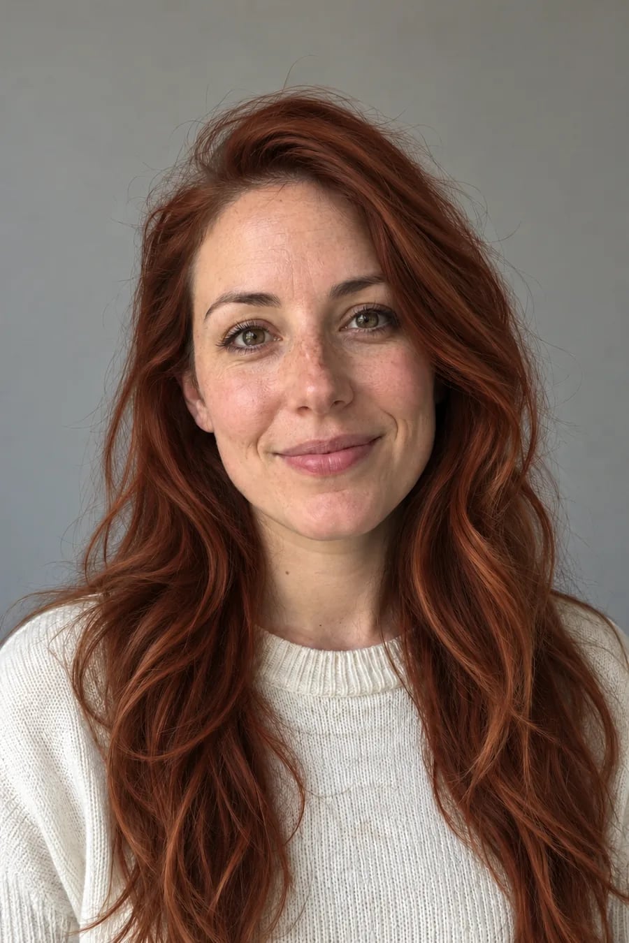Natural Warm Red Mid-Back Waves, Wavy Natural Warm Red Mid-Back Waves, Wavy — Red Hair Colors