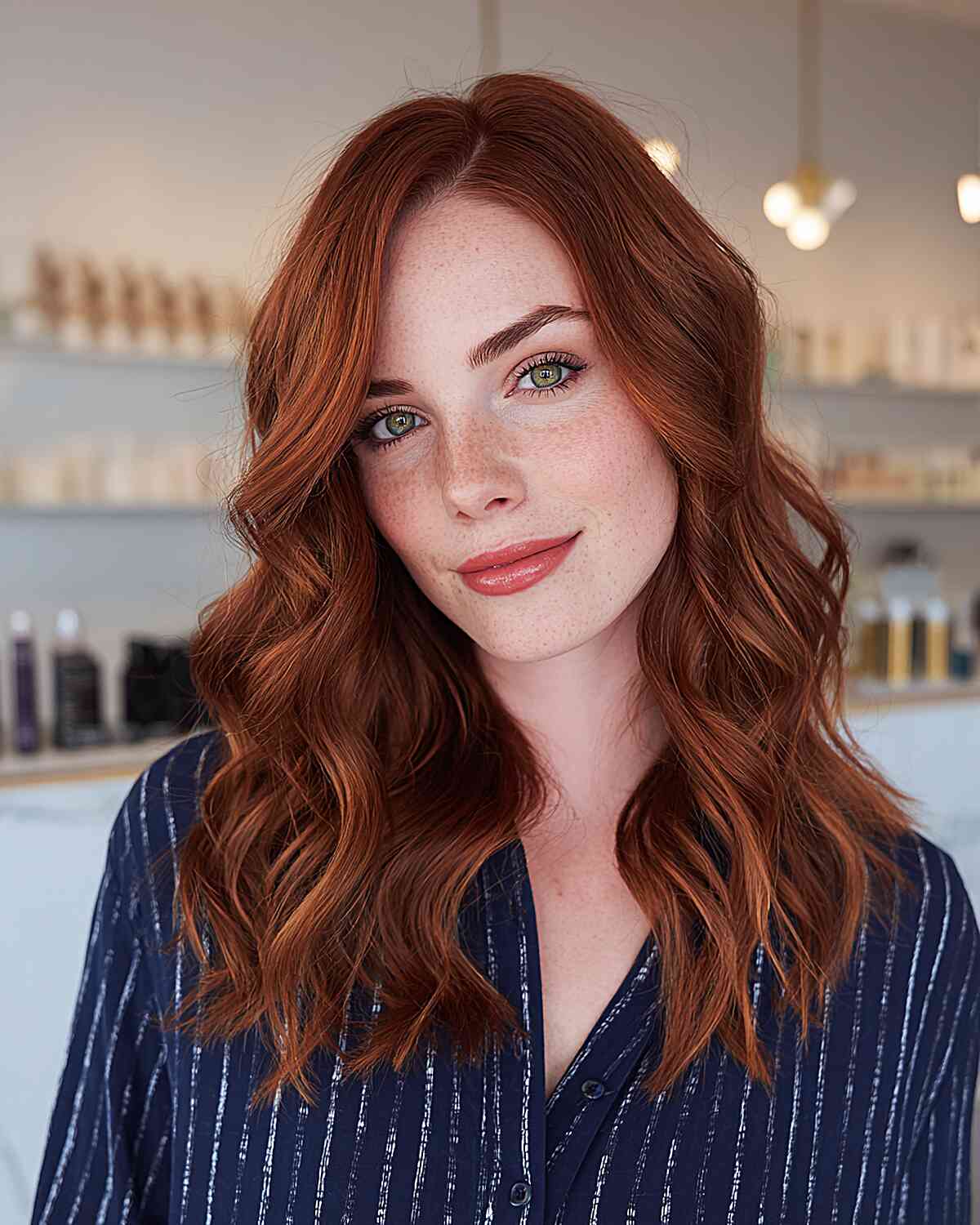 Reddish Brown Collarbone Waves With Long Layers Reddish Brown Collarbone Waves With Long Layers — Red Hair Colors