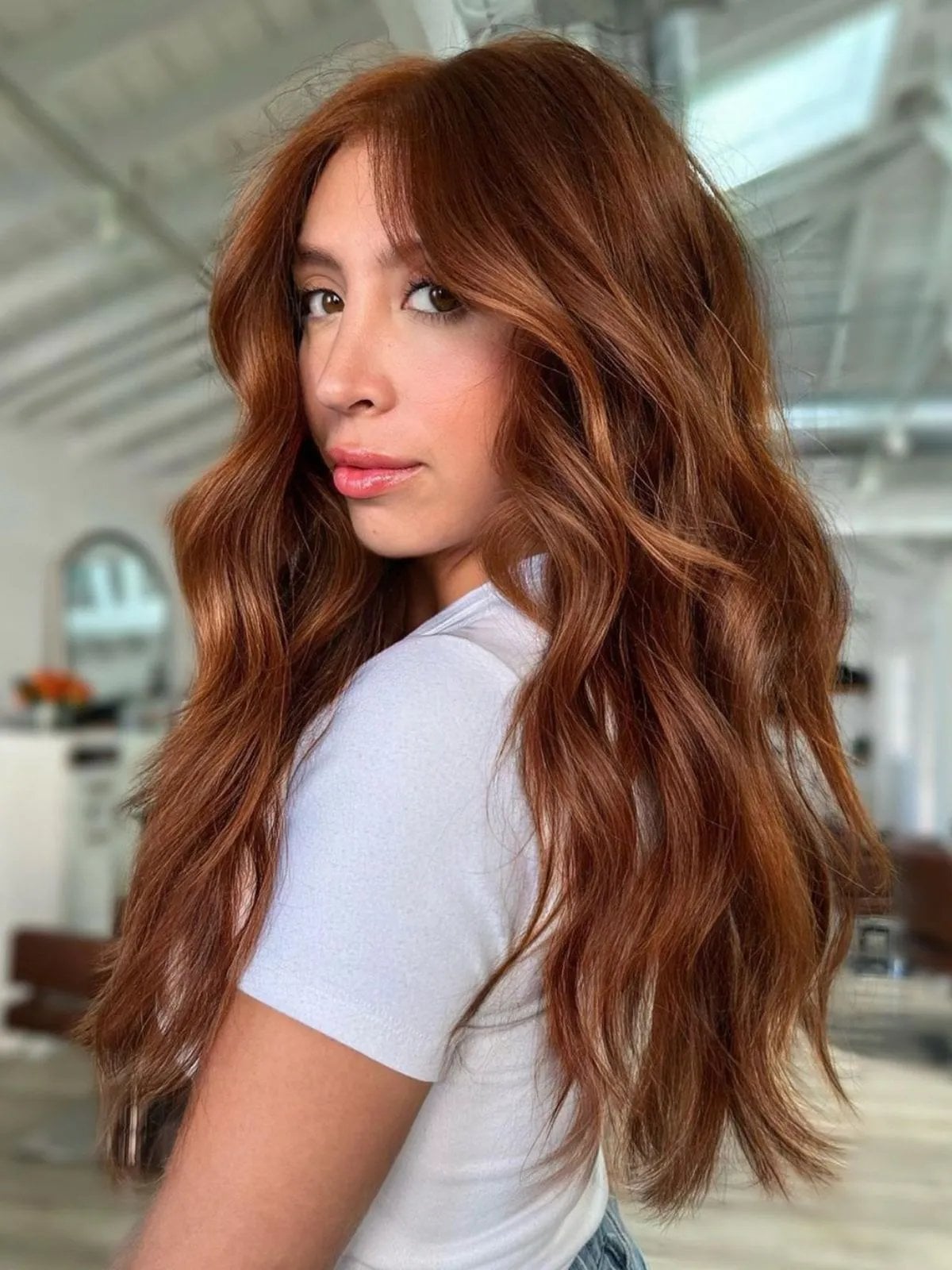 Vibrant Copper Red Shoulder Length Blowout Vibrant Copper Red Shoulder Length Blowout — Red Hair Colors
