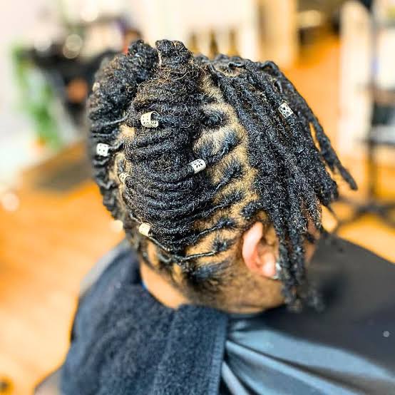 Shoulder Length Locs With Silver Beads — Retwist Locs