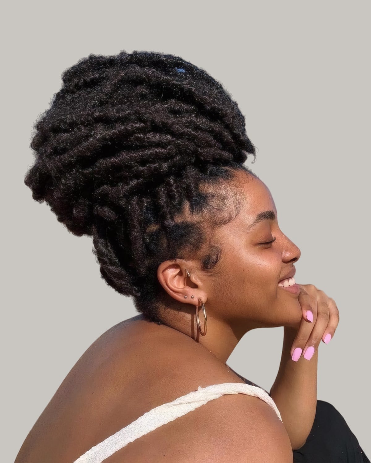 Voluminous High Bun From Dark Brown Locs — Retwist Locs