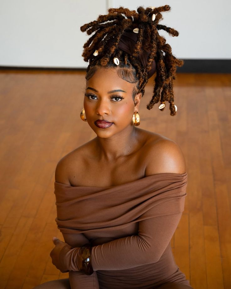 Elegant Updo With Decorative Shells — Retwist Locs