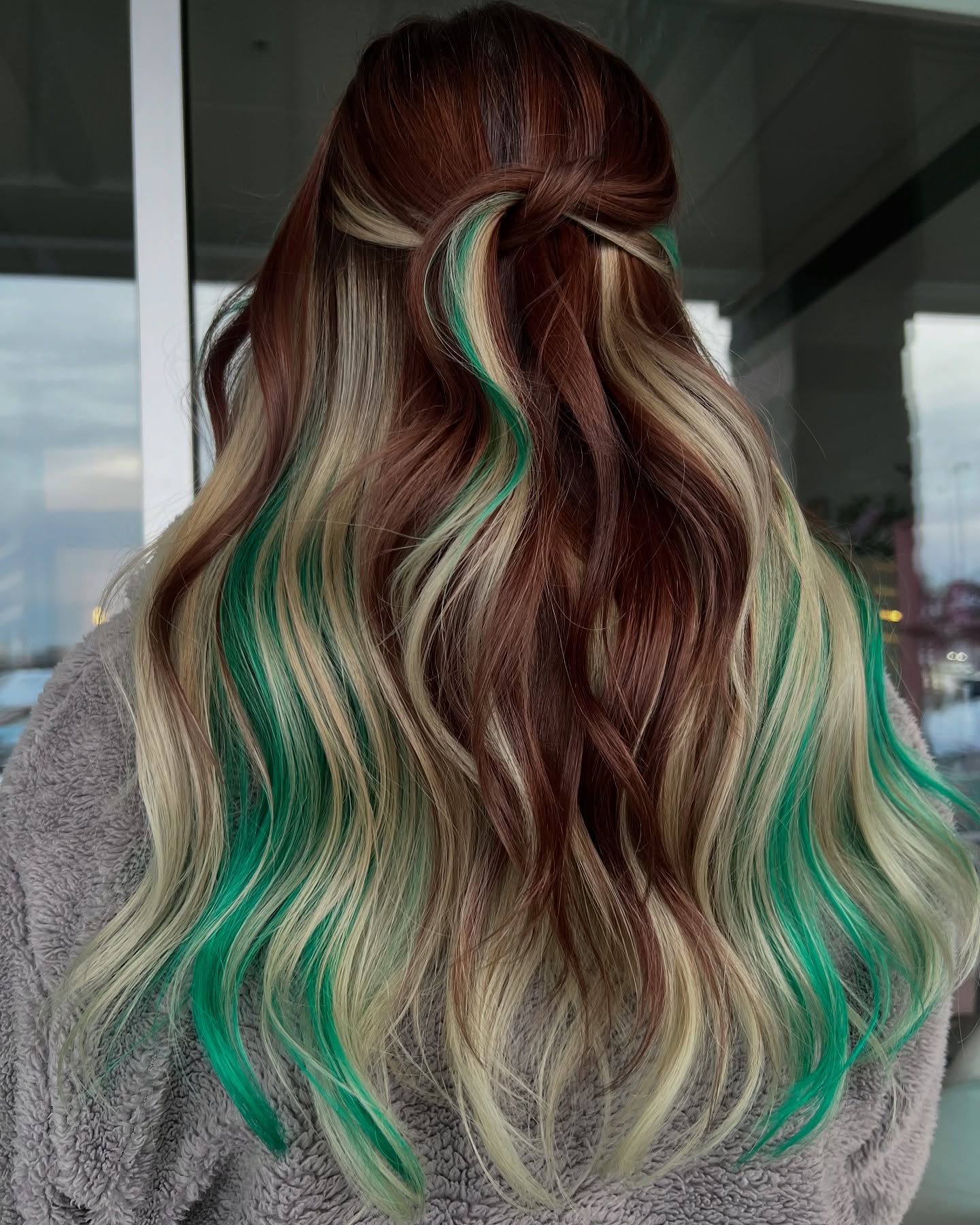 Rich Auburn With Emerald Green Streaks